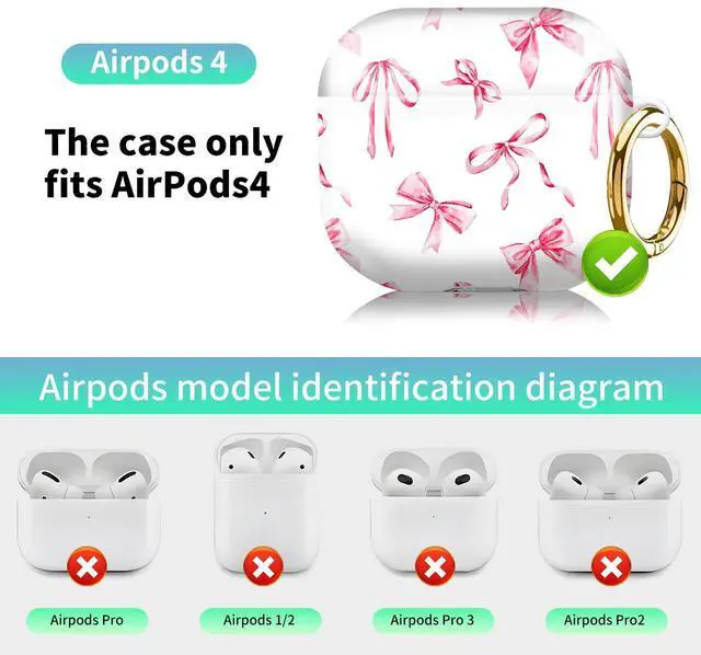 Alt view image 4 of 6 - Compatiable with AirPod 4 Protective Case 2024, Soft Protective Case with Keychain for Women,Cute Shockproof Charging Case Cover for AirPod 4(Watercolor Ribbon Bow)