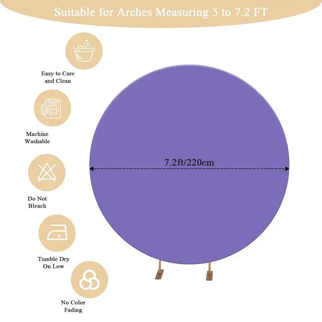 Alt view image 4 of 7 - 7.2FT Lavender Round Backdrop Cover with Oh Baby Decal Sign for 5-7.2ft Circle Arch Stand - Thick Fitted Spandex Circle Backdrop Cover for Baby Shower, Wedding, Birthday Party and Photography