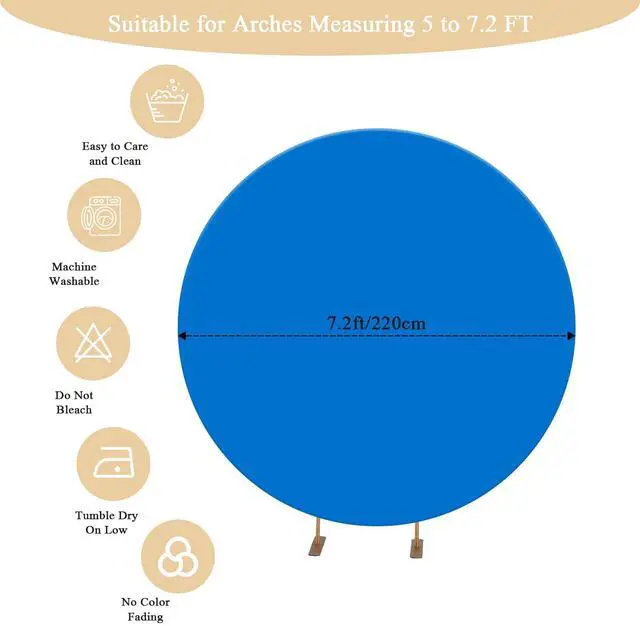 Alt view image 4 of 6 - 7.2FT Royal Blue Round Backdrop Cover with Oh Baby Decal Sign for 5-7.2ft Circle Arch Stand - Thick Fitted Spandex Circle Backdrop Cover for Baby Shower, Wedding, Birthday Party and Photography