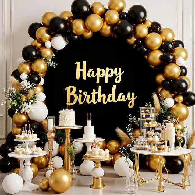 Alt view image 2 of 6 - 7.2FT Black Round Backdrop Cover with Oh Baby Decal Sign for 5-7.2ft Circle Arch Stand - Thick Fitted Spandex Circle Backdrop Cover for Baby Shower, Wedding, Birthday Party and Photography
