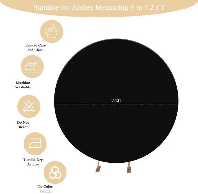 Alt view image 4 of 6 - 7.2FT Black Round Backdrop Cover with Oh Baby Decal Sign for 5-7.2ft Circle Arch Stand - Thick Fitted Spandex Circle Backdrop Cover for Baby Shower, Wedding, Birthday Party and Photography
