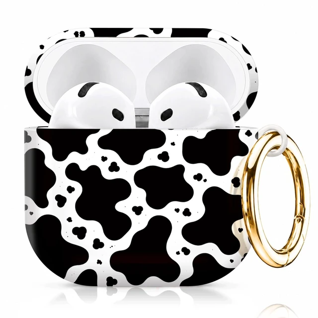 Main image of Compatiable with AirPod 4 Protective Case 2024, Soft Protective Case with Keychain for Women,Cute& Sleek Design Shockproof Charging Case Cover for AirPod 4(Black and White Cow)