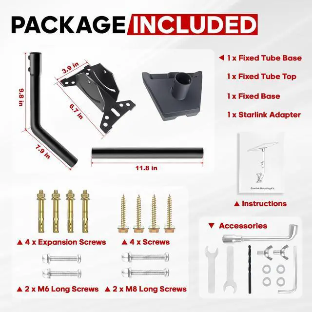 Alt view image 5 of 6 - Gen 3 Starlink Mount, Adjustable Starlink Gen 3/4/4X Mounting Kit with Telescoping Support Arm, V3 Standard Dish Includes Gen 3 Pipe Adapter Fit for Wall/Roof Mount