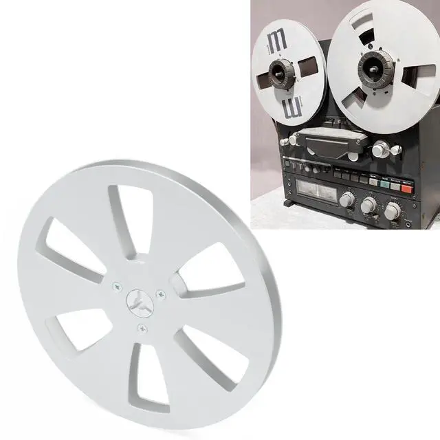 Alt view image 3 of 7 - 7 Inch Empty Tape Reel 1/4" Aluminum Take-up Reel, 6-Hole Metal Flange Hardware Spool Component Universal Replacement for Open Reel to Reel Tape Recorders(Silver)