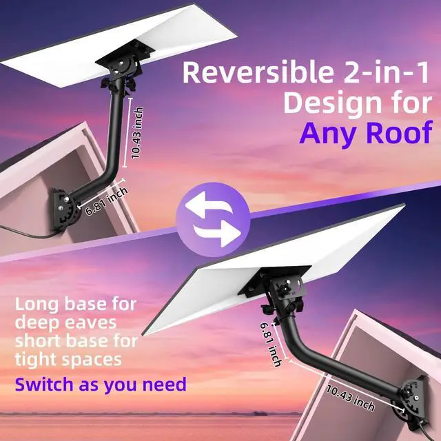 Alt view image 6 of 7 - Gen 3/4/4X Mount for Starlink, Starlink Roof Mount | 180° & 360° Rotation Heavy Duty Adjustable Starlink Mount, Rust-Resistant Roof and Eave Mounting Kit for Outdoor Use(Curved)