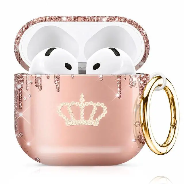 Main image of Compatiable with AirPod 4 Protective Case 2024, Soft Protective Case with Keychain for Women,Cute& Sleek Design Shockproof Charging Case Cover for AirPod 4(Glitter Crown Card Drip)