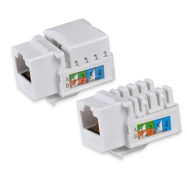 Alt view image 2 of 4 - 4-Port CAT 6 Ethernet Wall Plate, RJ45 Ethernet Punch Down Keystone Inserts Jack Network Wall Plate Panel - Cat6/5/5e Compatible (2-Pack)