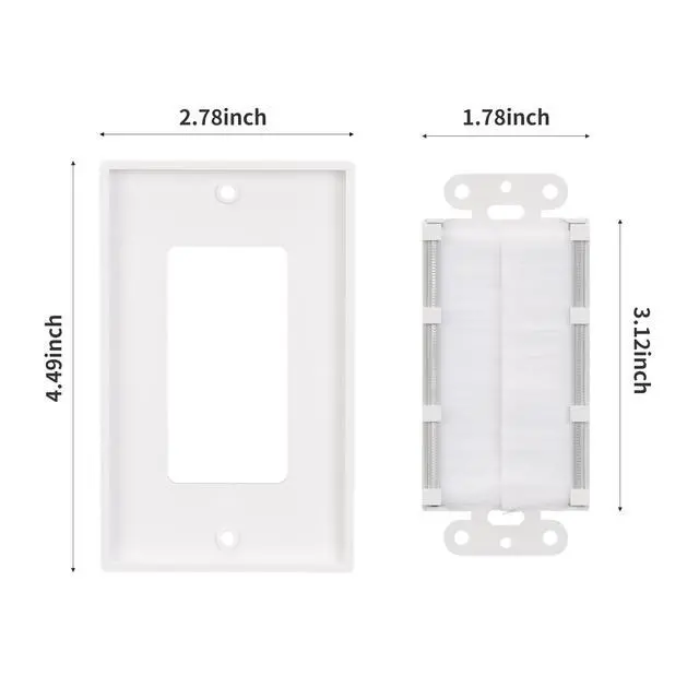 Alt view image 2 of 6 - Brush Wall Plates with Mounting Brackets for Cables Pass Through | 5 Packs,1 Gang,HDMI Wall Plate,Wall Plate for in Wall Cable Management