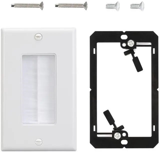 Main image of Brush Wall Plates with Mounting Brackets for Cables Pass Through | 5 Packs,1 Gang,HDMI Wall Plate,Wall Plate for in Wall Cable Management