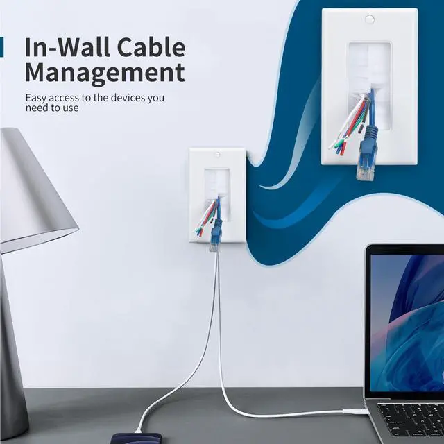 Alt view image 4 of 6 - Brush Wall Plates with Mounting Brackets for Cables Pass Through | 5 Packs,1 Gang,HDMI Wall Plate,Wall Plate for in Wall Cable Management