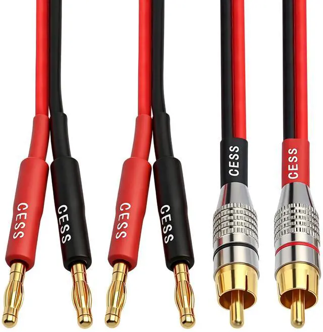 Alt view image 3 of 6 - RCA Plug to 4mm Banana Plug Speaker Cable, 1 ft, 2-Channel Pair, Gold-Plated Connectors (14AWG 1 Foot)