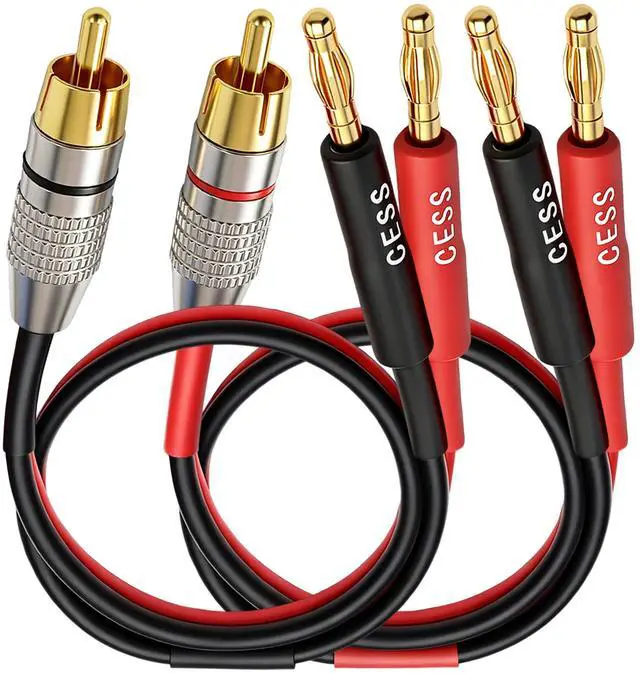 Alt view image 5 of 6 - RCA Plug to 4mm Banana Plug Speaker Cable, 1 ft, 2-Channel Pair, Gold-Plated Connectors (14AWG 1 Foot)