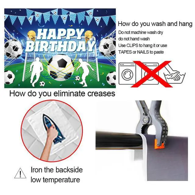 Alt view image 7 of 7 - Blue Soccer Happy Birthday Backdrop Sports Themed Photography Background | 7x5ft Blue Soccer Birthday Banner for Kids Boys, Teens Fans Soccer Birthday Party Decorations Banner Supplies