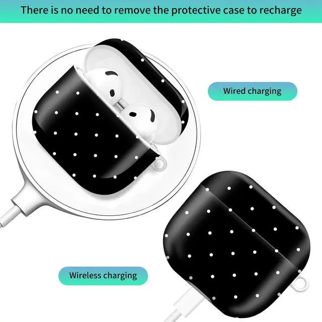 Alt view image 2 of 6 - Compatiable with AirPod 4 Protective Case 2024, Soft Protective Case with Keychain for Women,Cute Shockproof Charging Case Cover for AirPod 4(White Dots)