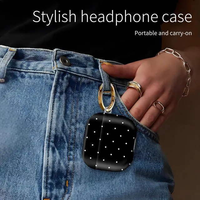 Alt view image 3 of 6 - Compatiable with AirPod 4 Protective Case 2024, Soft Protective Case with Keychain for Women,Cute Shockproof Charging Case Cover for AirPod 4(White Dots)
