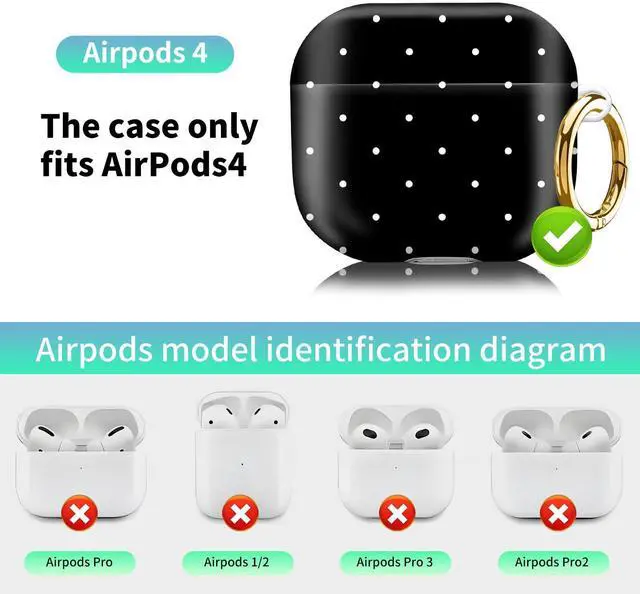 Alt view image 4 of 6 - Compatiable with AirPod 4 Protective Case 2024, Soft Protective Case with Keychain for Women,Cute Shockproof Charging Case Cover for AirPod 4(White Dots)