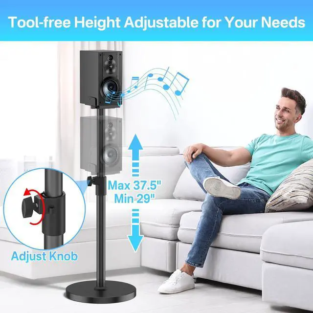 Alt view image 4 of 6 - Heavy-Duty Speaker Stands Pair for Sony Speaker Stands SS-CS5/SS-CS5M2/SS-CS8/SA-Z9R with Soundbar Mounts, Adjustable Dual Side Fits for 511" Surround Sound Speakers WR Cable Management