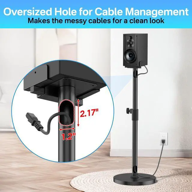Alt view image 5 of 6 - Heavy-Duty Speaker Stands Pair for Sony Speaker Stands SS-CS5/SS-CS5M2/SS-CS8/SA-Z9R with Soundbar Mounts, Adjustable Dual Side Fits for 511" Surround Sound Speakers WR Cable Management