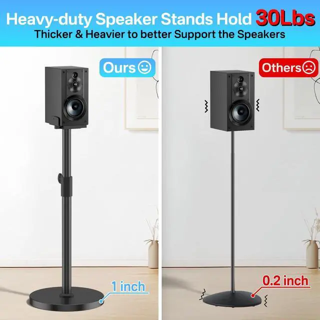 Alt view image 6 of 6 - Heavy-Duty Speaker Stands Pair for Sony Speaker Stands SS-CS5/SS-CS5M2/SS-CS8/SA-Z9R with Soundbar Mounts, Adjustable Dual Side Fits for 511" Surround Sound Speakers WR Cable Management