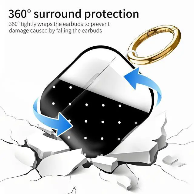 Alt view image 5 of 6 - Compatiable with AirPod 4 Protective Case 2024, Soft Protective Case with Keychain for Women,Cute Shockproof Charging Case Cover for AirPod 4(White Dots)