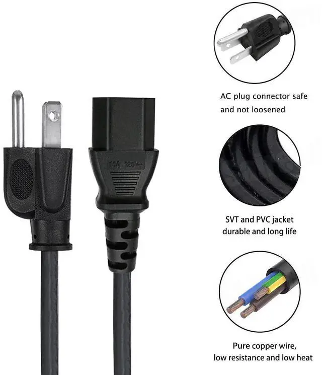Alt view image 7 of 7 - AC Power Cord Replacement for Rockville Rock Shaker 8 Subwoofer Power GIG RPG-8 RBG15FA/RBG18FA/BPA15/BPA10/BPA12/BPA8 Speaker 3 Prong 8ft C13 Cable