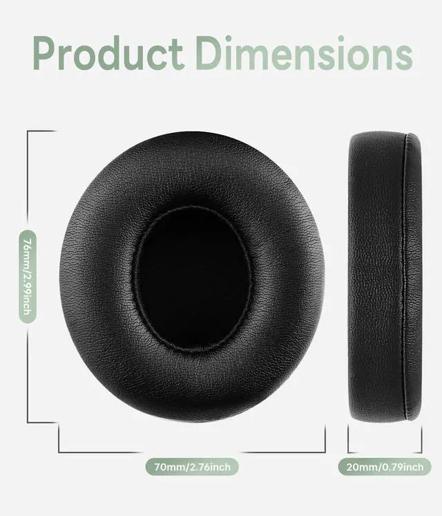 Alt view image 3 of 6 - Replacement Ear Pads for Beats Solo 4, Protein Leather, Black | Ear Pads Cushions with Soft Protein Leather and Noise Isolating Memory Foam for Beats Solo 4 Wireless On Ear Headphones