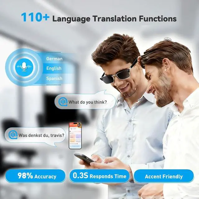 Alt view image 3 of 7 - AI Smart Glasses with Translation, Bluetooth Audio,Polarized Lenses | Unisex Bluetooth sunglasses with wireless audio,touch controls and UV protection for sports,travel and outdoor use TOGS0001