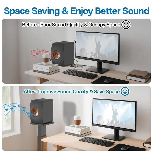 Alt view image 6 of 6 - Height Adjustable Speaker Stands Pair for KEF LS50 Meta, LS50 Stand - Heavy Duty Wood Grain Floor Stand for KEF LS50 Meta, LS50 Wireless II Speaker Stand Hold Up to 50 LBS
