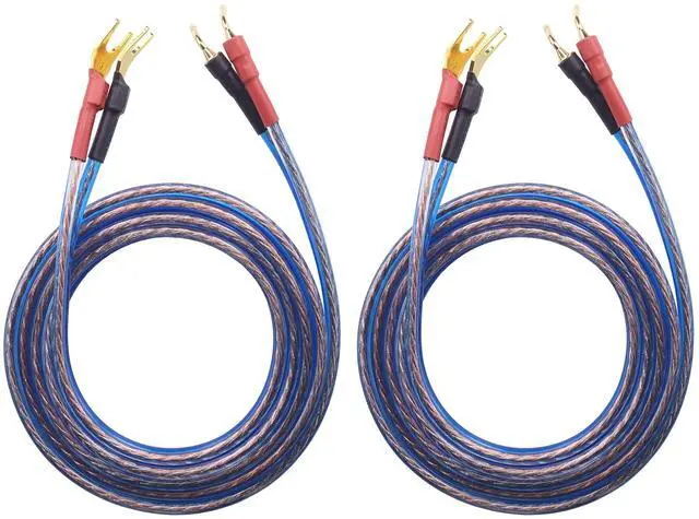 Main image of YB-H 1pair Set(4 Spade Plug & 4 Pin Plug) HiFi OFC Speaker Wire, Spade to Pin Type. YB-H (3M(9.84ft))