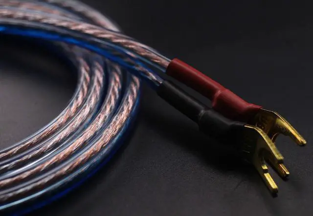 Alt view image 2 of 3 - YB-H 1pair Set(4 Spade Plug & 4 Pin Plug) HiFi OFC Speaker Wire, Spade to Pin Type. YB-H (3M(9.84ft))