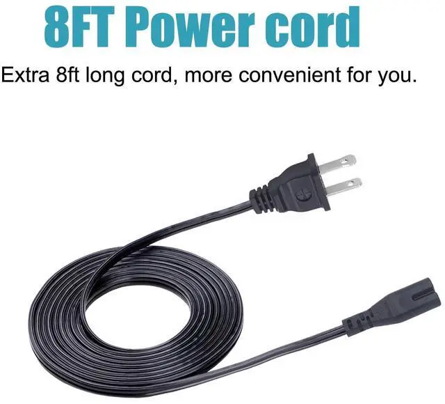 Alt view image 6 of 6 - 2 Prong Power Cord Replacement for Bell + Howell Super Bright Light Bar 8Ft IEC C7 Power Cord AC Cable