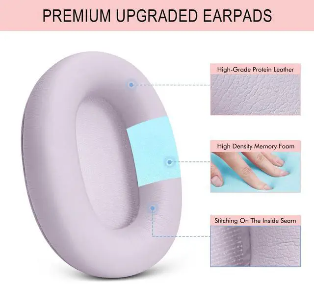 Alt view image 4 of 7 - GVOEARS Ear Pads for Sony WH-XB900N / WH-CH710N / WH-CH720N - Pink | Also for WH-RF400 / MDR-RF895RK Headphones, Earpads Cushions with Soft Protein Leather, Memory Foam
