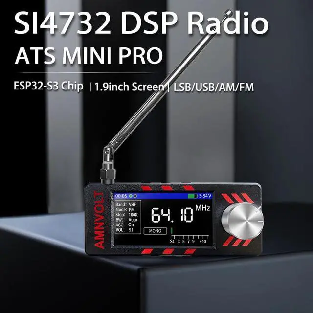Alt view image 2 of 6 - New Upgraded Portable SI4732 Mini Radio with Has Built-in Headphone Amplifier and Hi-Z,1.9 Inch IPS Color Screen and Exquisite PC Shell,Portable AM FM LSB USB Pocket Radios Receiver