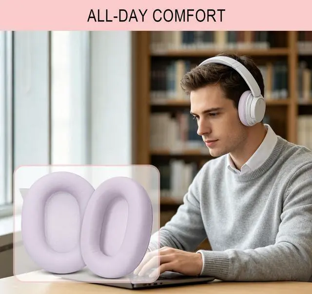 Alt view image 5 of 7 - GVOEARS Ear Pads for Sony WH-XB900N / WH-CH710N / WH-CH720N - Pink | Also for WH-RF400 / MDR-RF895RK Headphones, Earpads Cushions with Soft Protein Leather, Memory Foam