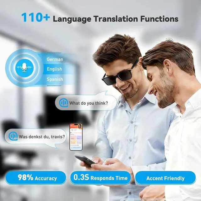 Alt view image 3 of 7 - AI Smart Glasses with Translation, Bluetooth Audio,Polarized Lenses | Unisex Bluetooth sunglasses with wireless audio,touch controls and UV protection for sports,travel and outdoor use TOGS1001