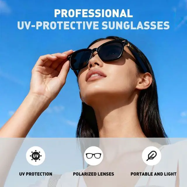 Alt view image 4 of 7 - AI Smart Glasses with Translation, Bluetooth Audio,Polarized Lenses | Unisex Bluetooth sunglasses with wireless audio,touch controls and UV protection for sports,travel and outdoor use TOGS1001