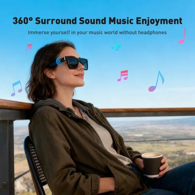 Alt view image 5 of 7 - AI Smart Glasses with Translation, Bluetooth Audio,Polarized Lenses | Unisex Bluetooth sunglasses with wireless audio,touch controls and UV protection for sports,travel and outdoor use TOGS1001