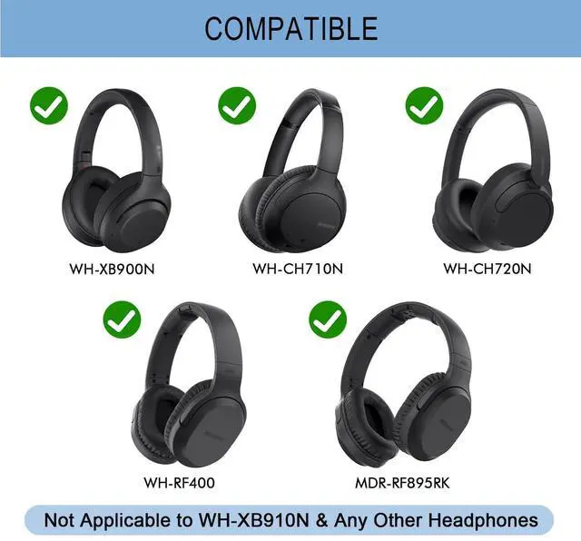 Alt view image 2 of 7 - GVOEARS Ear Pads for Sony WH-XB900N / WH-CH710N / WH-CH720N - Blue | Also for WH-RF400 / MDR-RF895RK Headphones, Earpads Cushions with Soft Protein Leather, Memory Foam