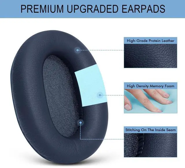 Alt view image 4 of 7 - GVOEARS Ear Pads for Sony WH-XB900N / WH-CH710N / WH-CH720N - Blue | Also for WH-RF400 / MDR-RF895RK Headphones, Earpads Cushions with Soft Protein Leather, Memory Foam