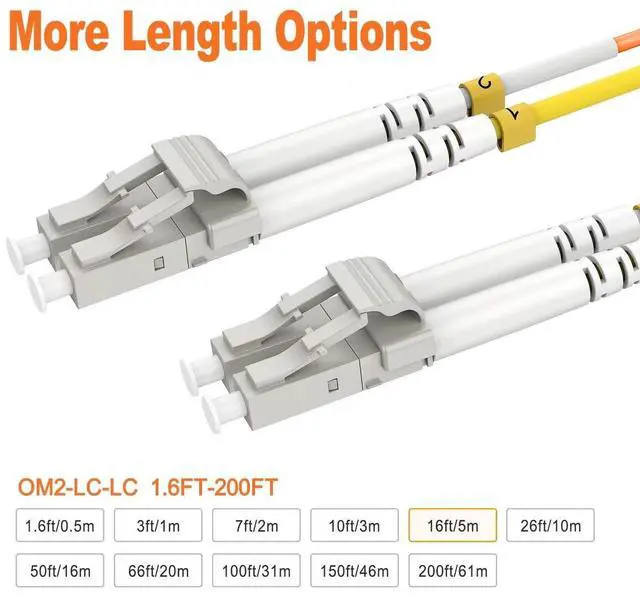 Alt view image 3 of 6 - 16ft/5m OM2 LC LC Fiber Optic Patch Cables Cord Multimode | MM Fiber Optic Cable Jumper Duplex LSZH, 50/125m, 1G/10G