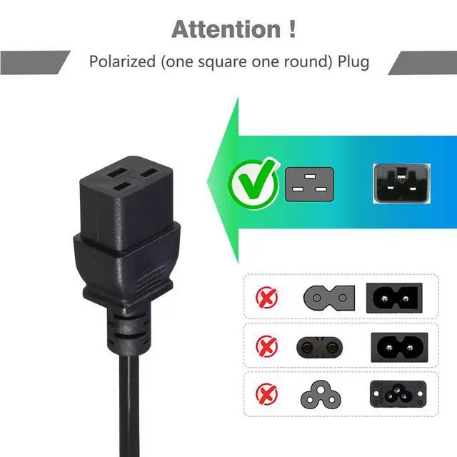 Alt view image 3 of 7 - NEMA 5-15P to C19 Power Cord, North American 3 Prong NEMA 5-15P to C19 Female Extension Power Cord, 16AWG SJT 6FT Extension Cable for PDU/UPS/Servers