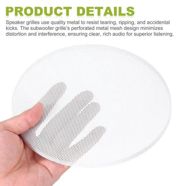 Alt view image 3 of 6 - Universal 7 Inch Speaker Grills Cover Without Frame, White Metal Speaker Grills Mesh Subwoofer Mesh Cover Guard Protector for Car Home Audio, Pack of 2