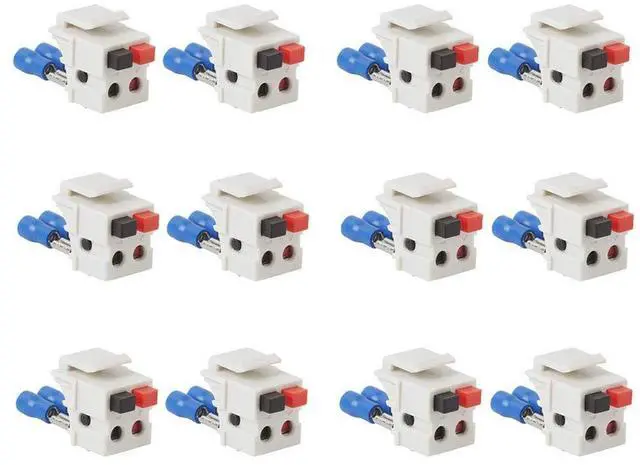 Main image of Speaker Keystone Jack Spring Loaded Speaker Jack for Keystone Wall Plate, Female to Female, for Home Theater Wall Plates - White (12 Pack)