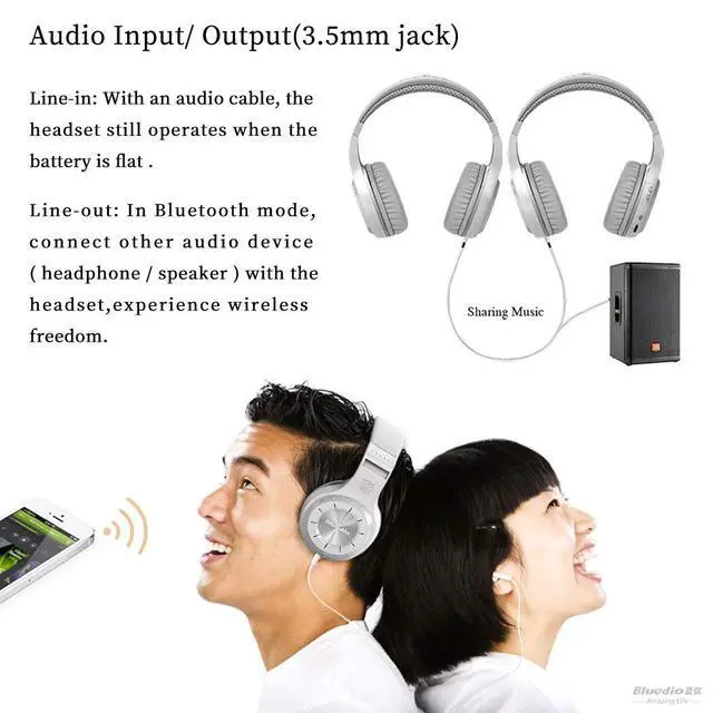 Alt view image 4 of 6 - V5.0 Bluetooth Headphones Over Ear, Wireless Bluetooth On-Ear Stereo Earphones Noise Cancelling, Soft Memory-Protein Earmuffs, w/Mic (Black)