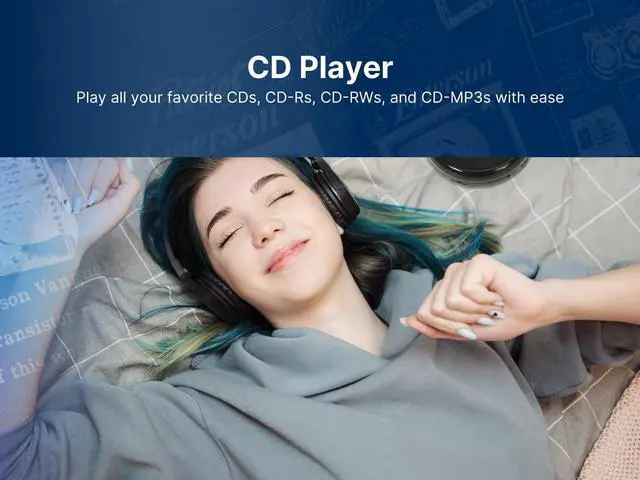 Alt view image 3 of 6 - EPCD-2000 Portable Bluetooth CD Player with FM Radio