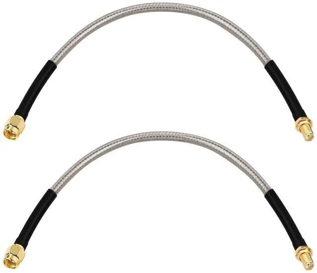 Main image of RP-SMA Male to RP-SMA Female Bulkhead Cable 1FT 2PCS, RG58 Coaxial Cable with Panel Mount, Gold Plated Connector, Low Loss RF Extension Cable for WiFi Antenna, Router, FPV, SDR
