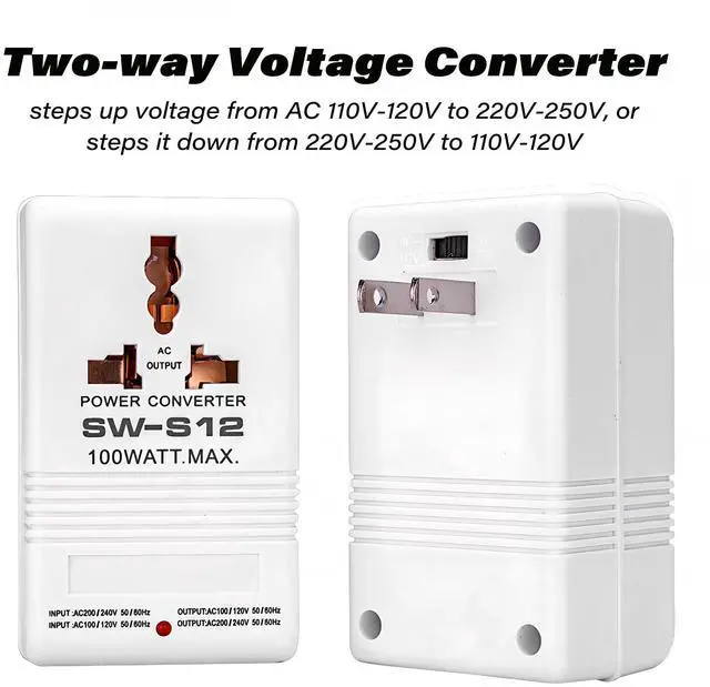 Alt view image 4 of 7 - 100W Two-Way Voltage Converter, AC 110V to 220V Step Up Voltage Converter, AC 220V & 110V Step Down Transformer, Universal Power Adapter Socket for Travel RV Camping, Small Appliances <50W