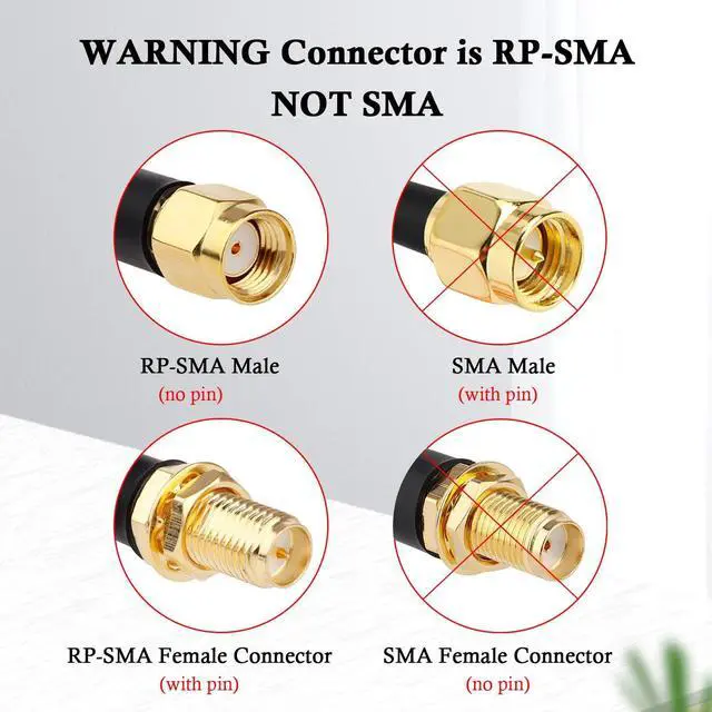 Alt view image 3 of 6 - RP-SMA Male to RP-SMA Female Bulkhead Cable 1FT 2PCS, RG58 Coaxial Cable with Panel Mount, Gold Plated Connector, Low Loss RF Extension Cable for WiFi Antenna, Router, FPV, SDR