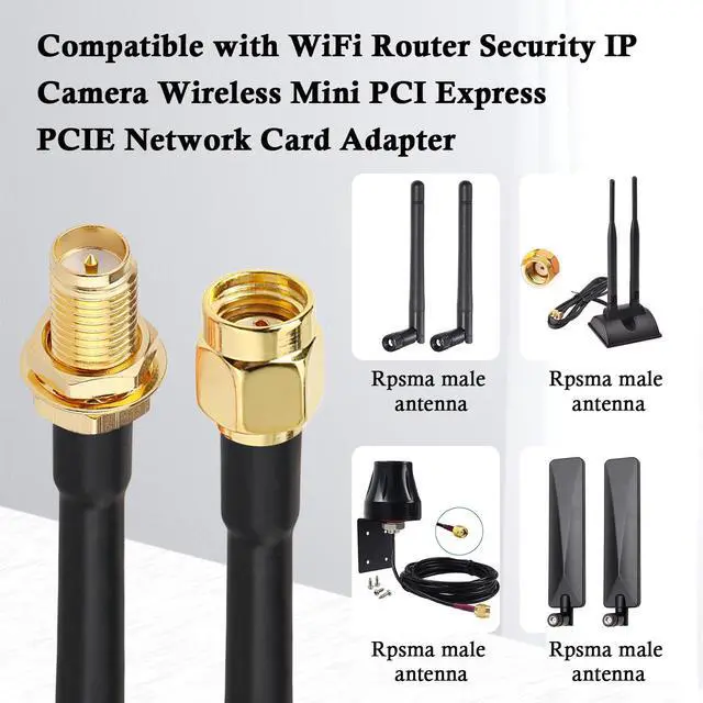 Alt view image 6 of 6 - RP-SMA Male to RP-SMA Female Bulkhead Cable 1FT 2PCS, RG58 Coaxial Cable with Panel Mount, Gold Plated Connector, Low Loss RF Extension Cable for WiFi Antenna, Router, FPV, SDR