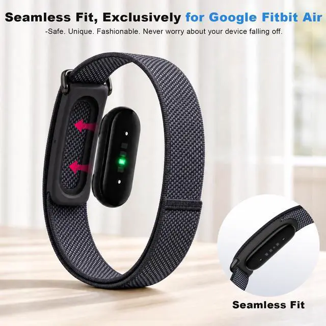 Alt view image 2 of 6 - 2 Pack Nylon Sport Band Compatible with Google Fitbit Air | Hook & Loop Adjustable Bands Only for Fit Bit Air, Breathable Replacement Straps for Men Women